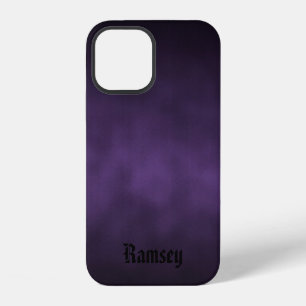 Violet and Black Goth Art with Your Name iPhone 12 Case