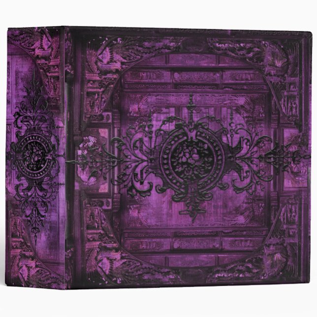 Violet and Black Gothic Victorian Ancient Tome Binder (Front/Spine)