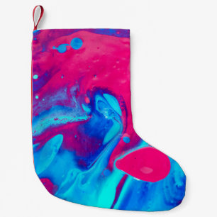 Violet and blue abstract painting small christmas stocking