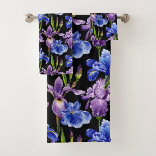 Violet And Blue Iris's Bath Towel Set