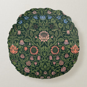 Violet and Columbine by William Morris Round Pillow