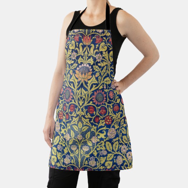 Violet and Columbine, William Morris Apron (Insitu)