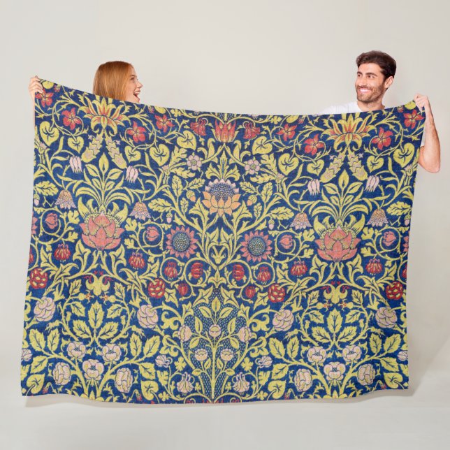 Violet and Columbine, William Morris Fleece Blanket (In Situ)