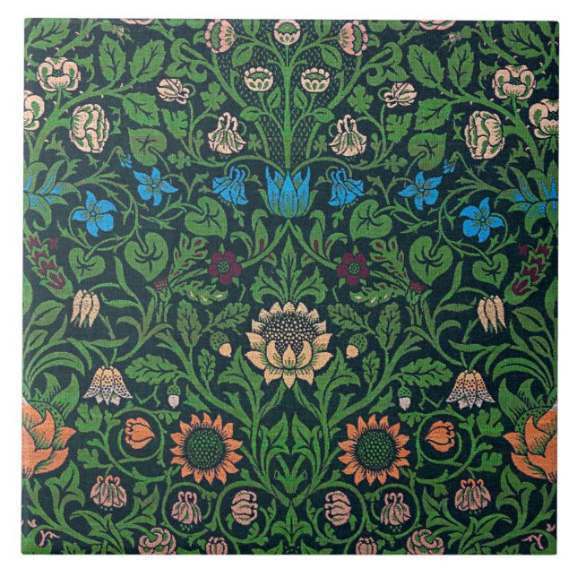 Violet and Columbine, William Morris Tile (Front)