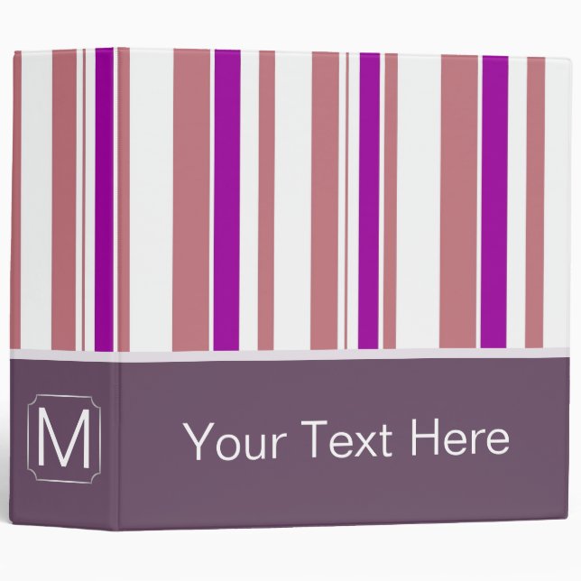 Violet and Coral Trendy Stripes Pattern Binder (Front/Spine)