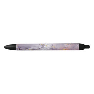 Violet and Gold Marble Black Ink Pen
