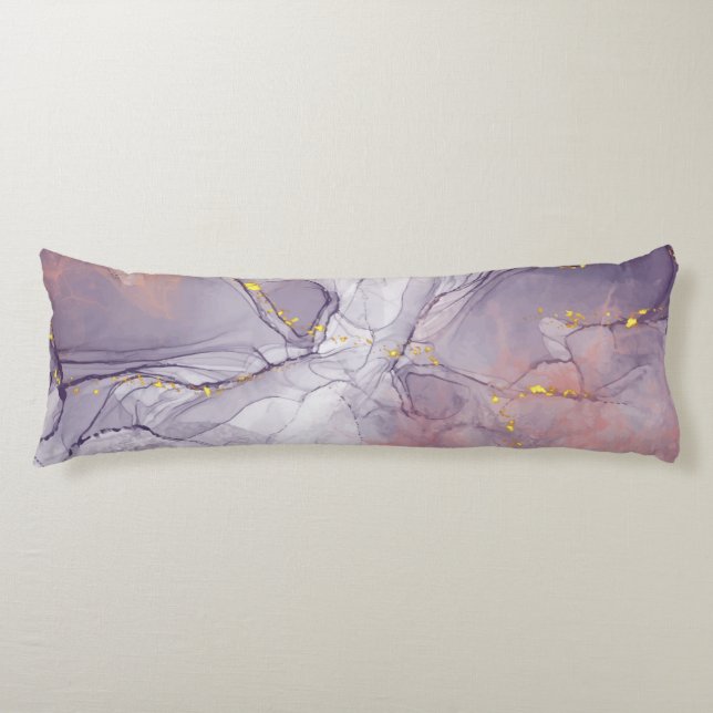 Violet and Gold Marble Body Pillow (Front)