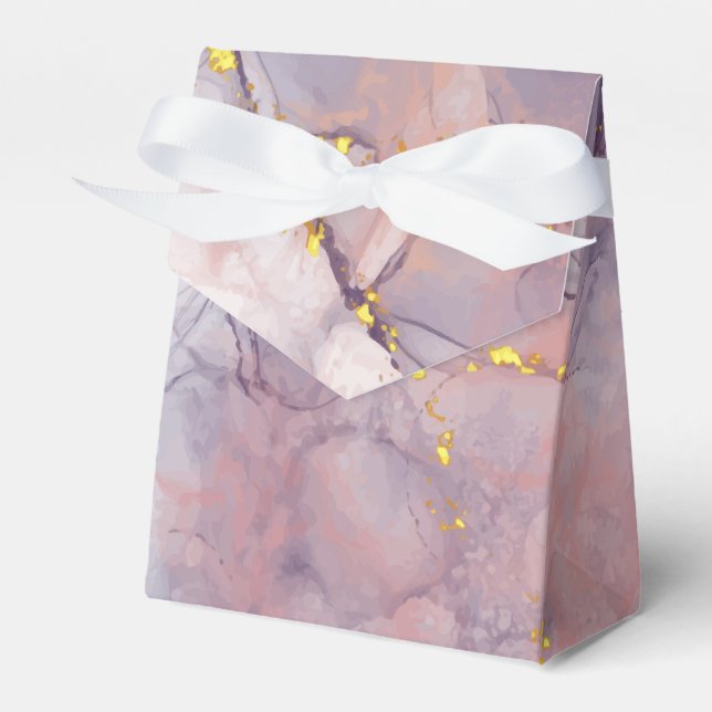 Violet and Gold Marble Favor Box (Front Side)