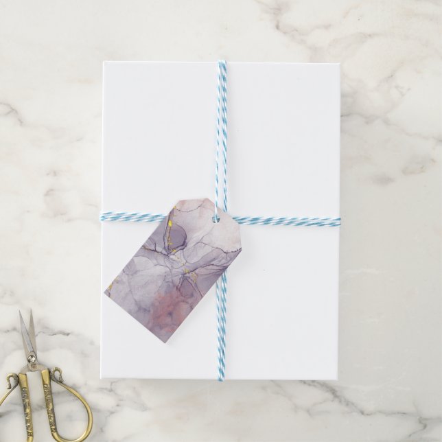 Violet and Gold Marble Gift Tags (With Twine)