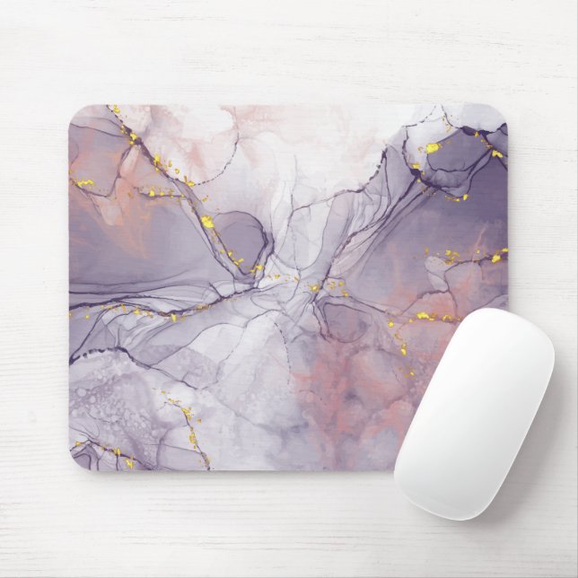 Violet and Gold Marble Mouse Pad (With Mouse)