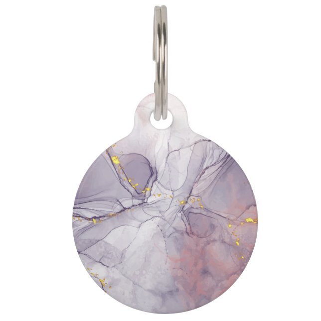 Violet and Gold Marble Pet Tag (Front)