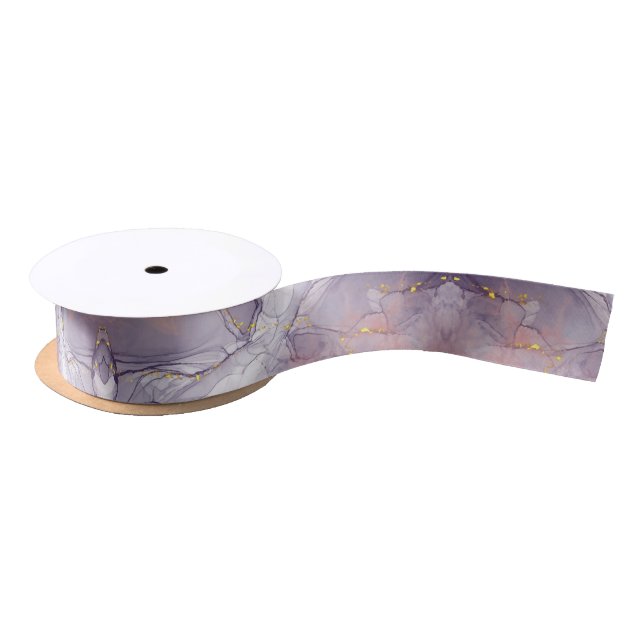 Violet and Gold Marble Satin Ribbon (Spool)