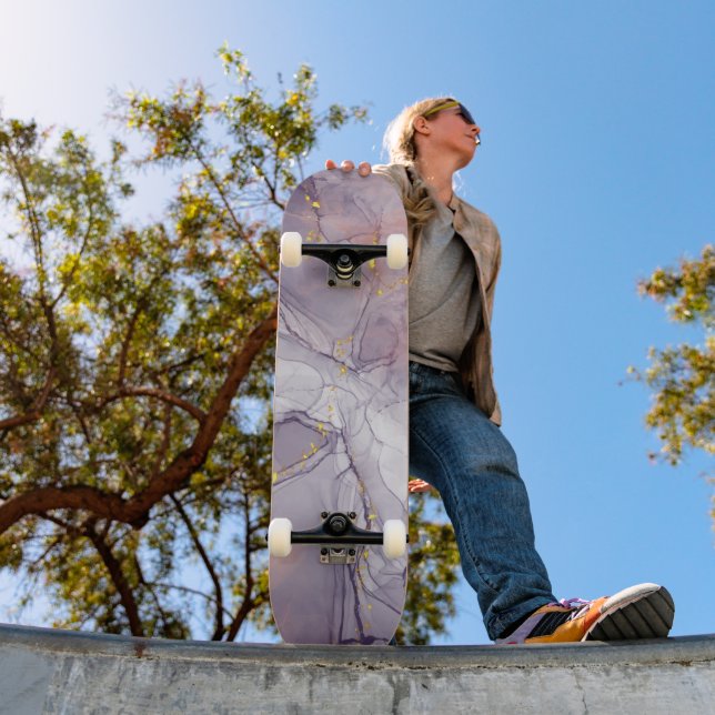 Violet and Gold Marble Skateboard (Outdoor 1)