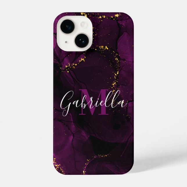 Violet and Golden Marble iPhone Case (Back)