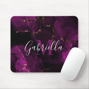 Violet and Golden Marble Mouse Pad