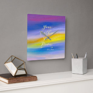 Violet and Golden Ray Modern Abstract Square Wall Clock