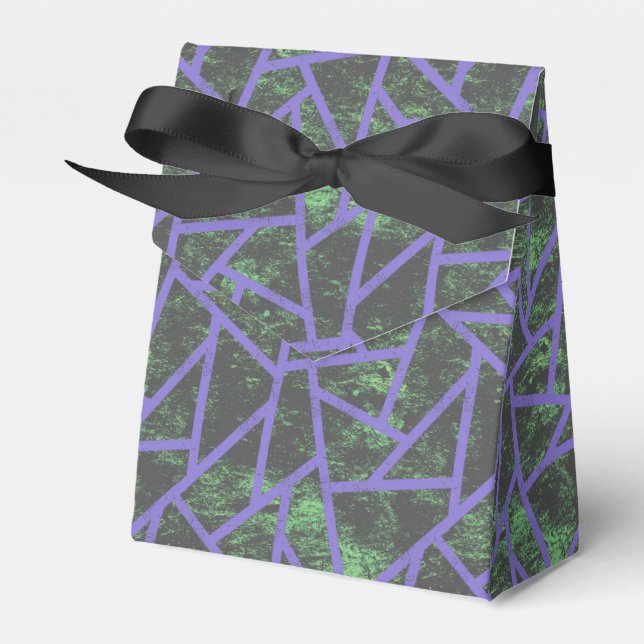 Violet and green mosaic pattern favor box (Front Side)
