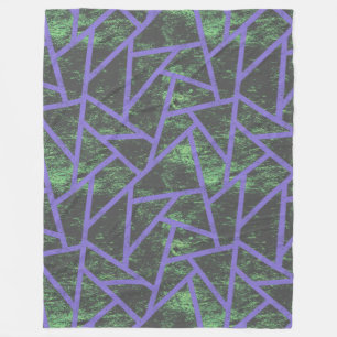 Violet and green mosaic pattern fleece blanket