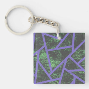 Violet and green mosaic pattern keychain