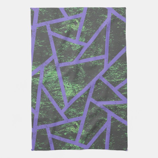 Violet and green mosaic pattern kitchen towel (Vertical)