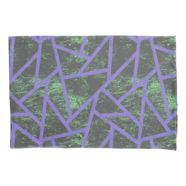 Violet and green mosaic pattern pillowcase (Front)