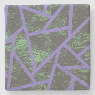 Violet and green mosaic pattern stone coaster