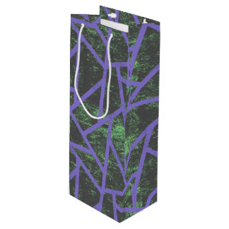 Violet and green mosaic pattern wine gift bag