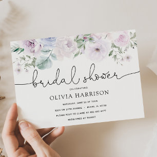 Violet and Greenery Bridal Shower Invitation