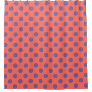 Violet and living coral polka dots