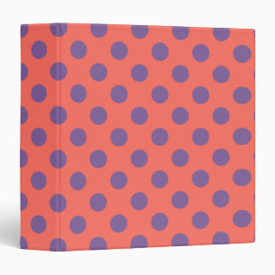 Violet and living coral polka dots binder