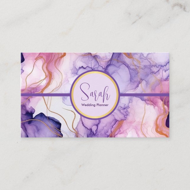 Violet And Pink Luxury Teal Business Card (Front)
