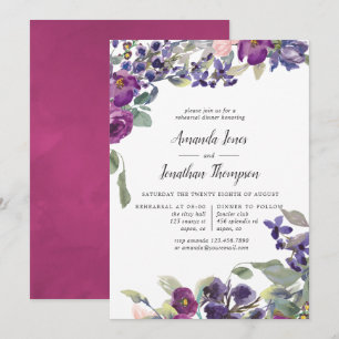 Violet and Plum Floral Rehearsal Dinner invitation
