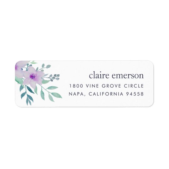 Violet and Sage Floral Return Address Return Address Label