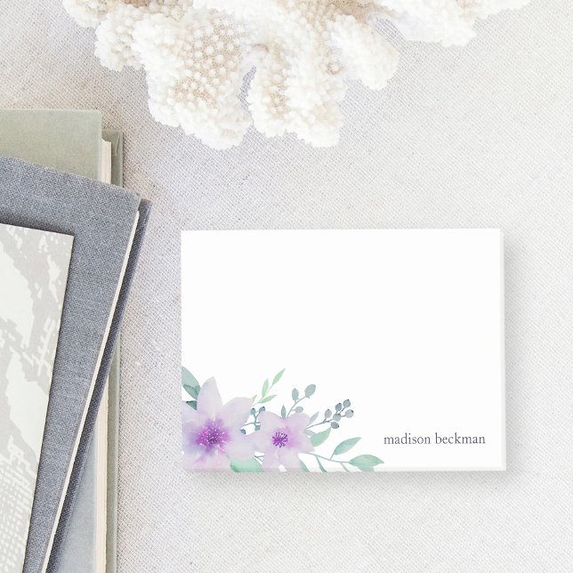 Violet and Sage Watercolor Floral Post-it Notes (Creator Uploaded)