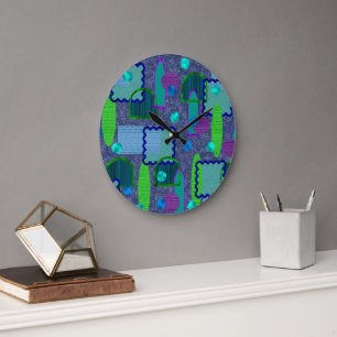 Violet and Shadow Mirrors Large Clock