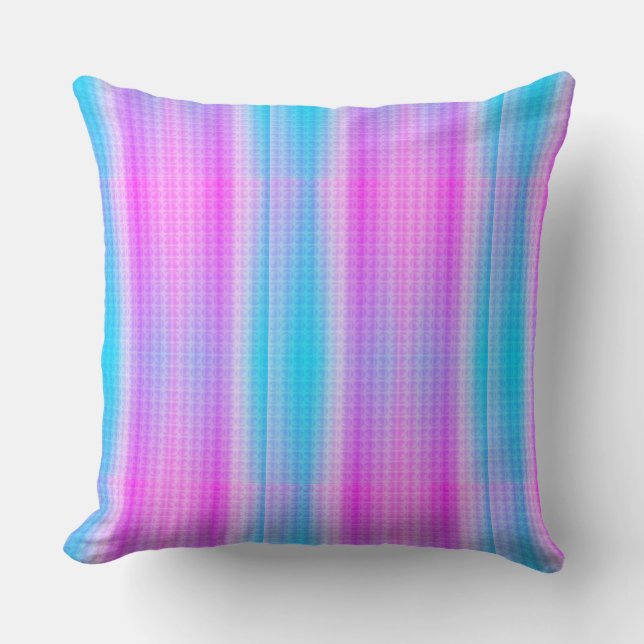 Violet and Turquoise Stripes & Polka Dots Throw Pillow (Front)