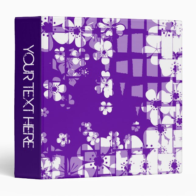 Violet and white floral pattern and modern design binder (Front/Spine)