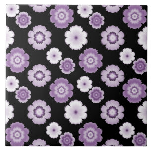Violet and White Flower Pattern Tile