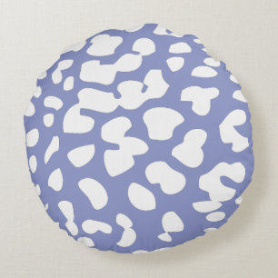Violet and White Leopard Print Round Pillow