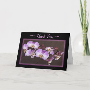 Violet and White Orchid Close Up Photograph Thank You Card
