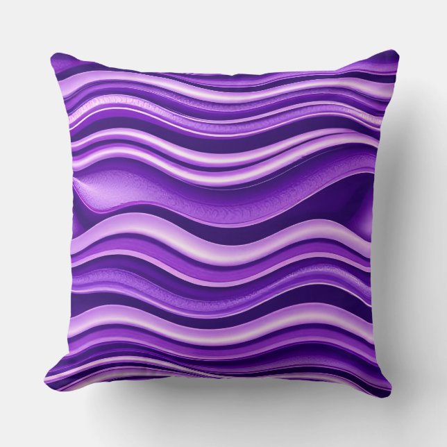 Violet and White Waves Pattern Modern Abstract  Throw Pillow (Front)