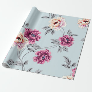 violet and yellow flowers with leaves pattern on b wrapping paper