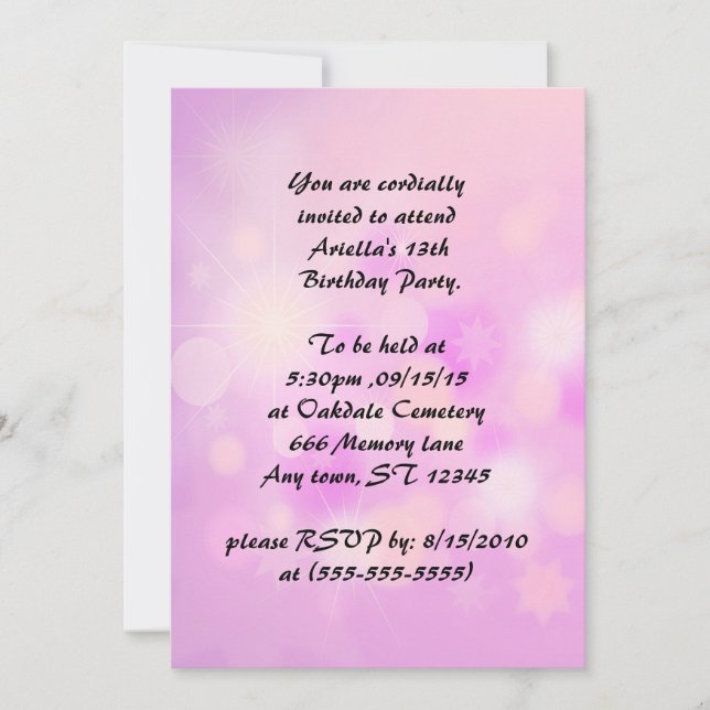 Violet Anime Princesse Enfant Invitations Annivers (Devant)