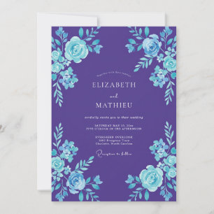 Violet Aqua Painted Wedding Invitation