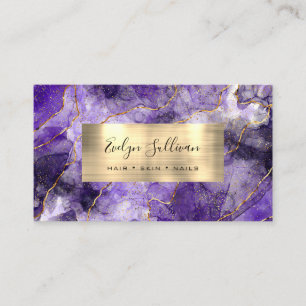 violet Aquarelle Gold Veins Carte de visite