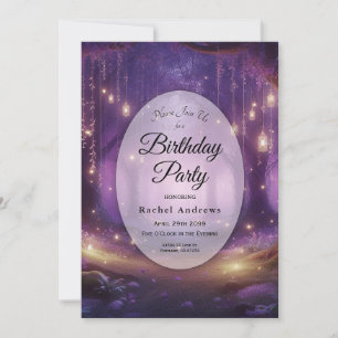 Violet at Midnight Enchanted Forest Birthday Party Invitation
