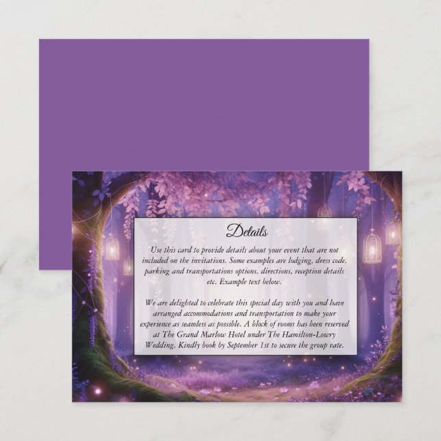 Violet at Midnight Enchanted Forest Enclosure Card (Front/Back)