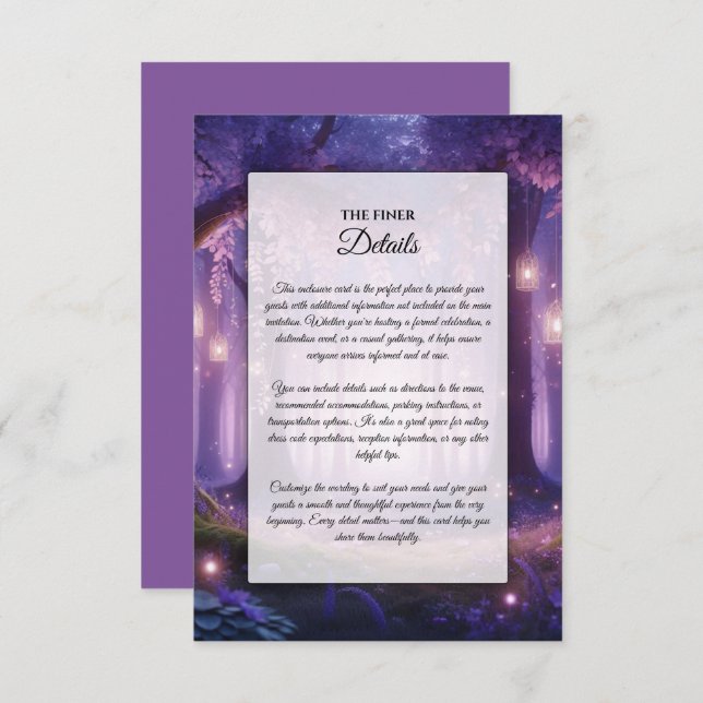 Violet at Midnight Enchanted Forest Enclosure Card (Front/Back)