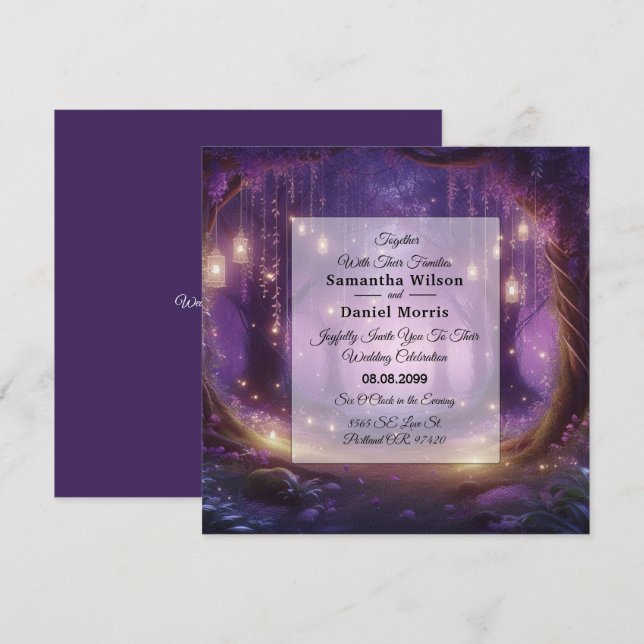 Violet at Midnight Enchanted Forest Wedding Invitation (Front/Back)