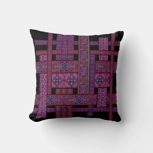 Violet Aurora Stained Glass Throw Pillow (Front)
